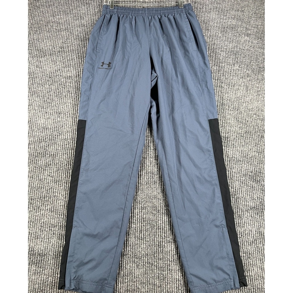 Under Armour Pants Mens Medium Blue Lined Loose Fit Zip Leg Drawstrings Active